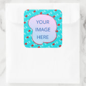 Aqua Blue LOVE Modern Chic Vierkante Sticker (Tas)