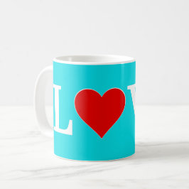 Aqua Blue LOVE Modern Elegant Koffiemok