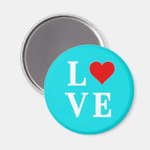 Aqua Blue LOVE Modern Elegant Magneet (Voorkant / Achterkant)