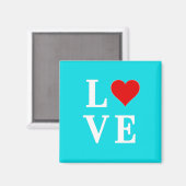 Aqua Blue LOVE Modern Elegant Magneet (Voorkant / Achterkant)
