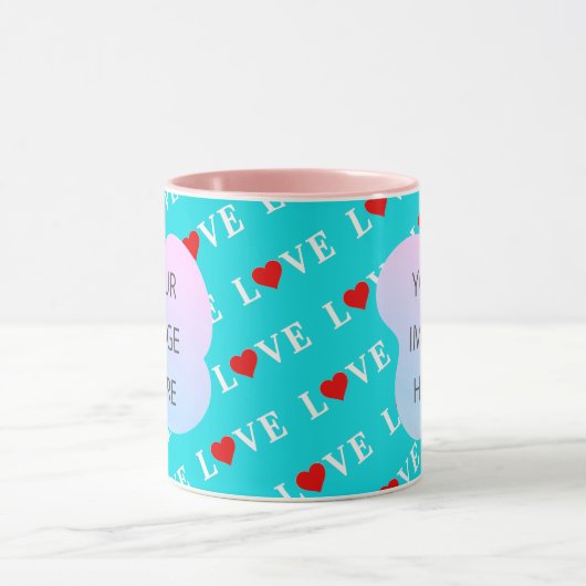 Aqua Blue LOVE Mok (Midden)