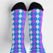 AQUA BLUE & MAGENTA PINK Argyle Pattern Sokken (Top)