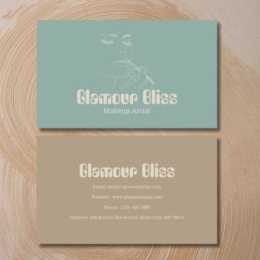 Aqua Blue Make-up Artiest Salon Visitekaartje