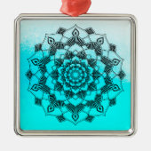 Aqua Blue Mandala Abstract mooie kerst Metalen Ornament (Voorkant)
