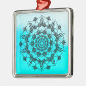 Aqua Blue Mandala Abstract mooie kerst Metalen Ornament (Links)