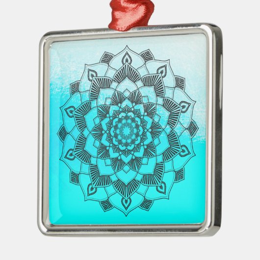 Aqua Blue Mandala Abstract mooie kerst Metalen Ornament (Links)