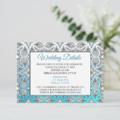 Aqua Blue Mandala Wedding Details Card Informatiekaartje (Staand voorkant)
