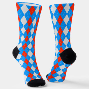 AQUA BLUE & MARASCHINO RED Argyle Pattern-Sokken Sokken