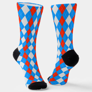 AQUA BLUE & MARASCHINO RED Argyle Pattern-Sokken Sokken