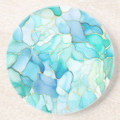 Aqua Blue Marble Abstract Zandsteen Onderzetter (Voorkant)