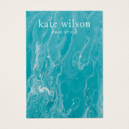 Aqua Blue Marble Earring Display Card Visitekaartje