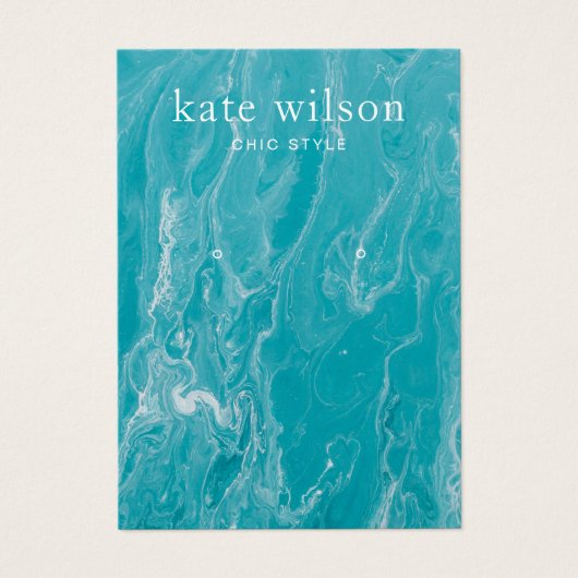 Aqua Blue Marble Earring Display Card Visitekaartje (Voorkant)