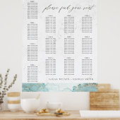 AQUA BLUE MARBLE GOLD AGATE WEDDING SEINGESCHART POSTER (Keuken)