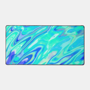 Aqua Blue Marble Texture Abstract vloeistofpatroon Bureaumat