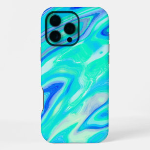 Aqua Blue Marble Texture Abstract vloeistofpatroon iPhone 16 Pro Max Hoesje