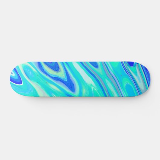 Aqua Blue Marble Texture Abstract vloeistofpatroon Persoonlijk Skateboard (Horizontaal)