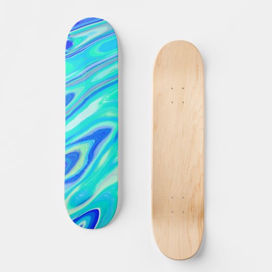 Aqua Blue Marble Texture Abstract vloeistofpatroon Persoonlijk Skateboard (Voorkant)