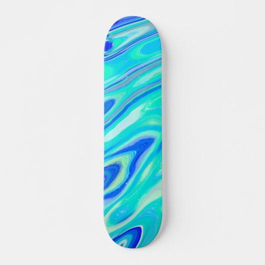 Aqua Blue Marble Texture Abstract vloeistofpatroon Persoonlijk Skateboard (Voorkant)