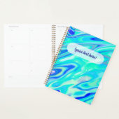 Aqua Blue Marble Texture Abstract vloeistofpatroon Planner (Display)