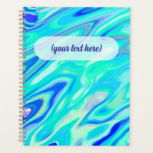 Aqua Blue Marble Texture Abstract vloeistofpatroon Planner (Voorkant)