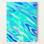 Aqua Blue Marble Texture Abstract vloeistofpatroon Planner (Achterkant)