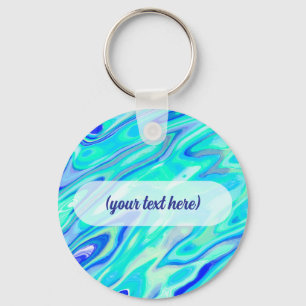 Aqua Blue Marble Texture Abstract vloeistofpatroon Sleutelhanger