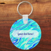 Aqua Blue Marble Texture Abstract vloeistofpatroon Sleutelhanger (Voorkant)
