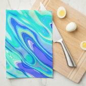 Aqua Blue Marble Texture Abstract vloeistofpatroon Theedoek (Quarter Fold)