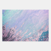 Aqua Blue Marble Texture Silver Glitter Zee Waves Inpakpapier Vel (Voorkant 2)