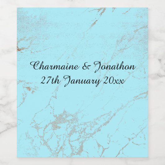 AQUA BLUE MARBLE  WINE ETIKET (Enkel label)