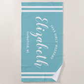 Aqua Blue Meisjesweekend Persoonlijke Naam Strandlaken (Voorkant)