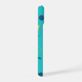 Aqua Blue Memphis Monogram iPhone 15 Case (Rechterkant)