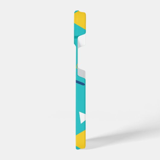 Aqua Blue Memphis Monogram iPhone Hoesje (Linkerkant)