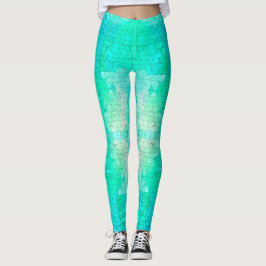  Aqua Blue Mermaid Mosaic Patroon Leggings