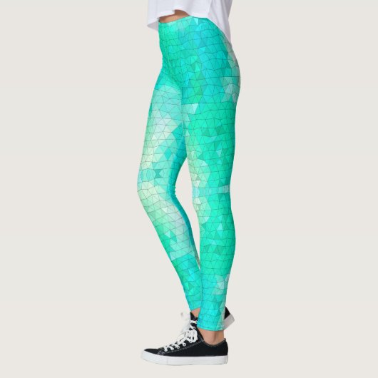  Aqua Blue Mermaid Mosaic Patroon Leggings (Links)