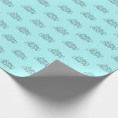 Aqua Blue Merry kerstcursive Font Holiday Cadeaupapier (Hoek)