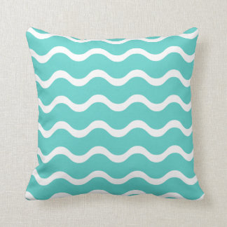 Aqua Blue met Waves Pattern Kussen