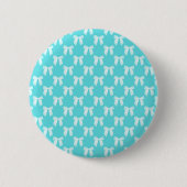 Aqua Blue met White Wedding Bow Ronde Button 5,7 Cm (Voorkant)