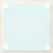 Aqua Blue met White Zee Shell Glazen Onderzetter (Achterkant)