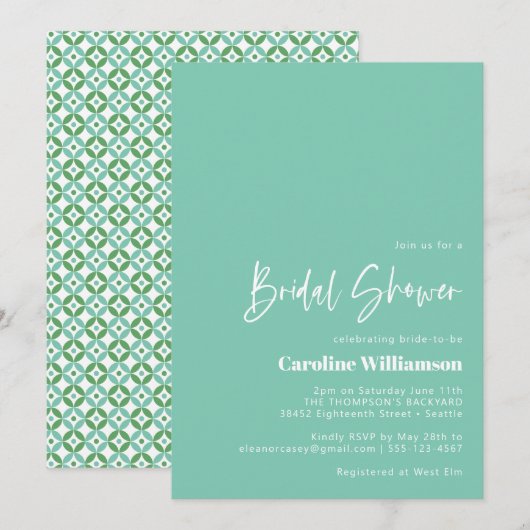 Aqua Blue Mid Mod Geometric Vrijgezellenfeest Kaart (Voorkant / Achterkant)