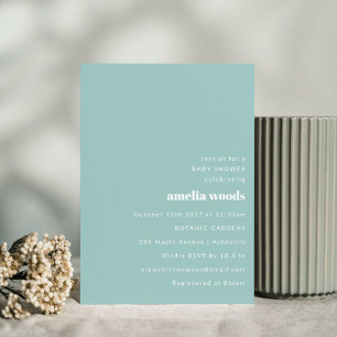 Aqua Blue Minimalistisch Schattige Baby shower Kaart