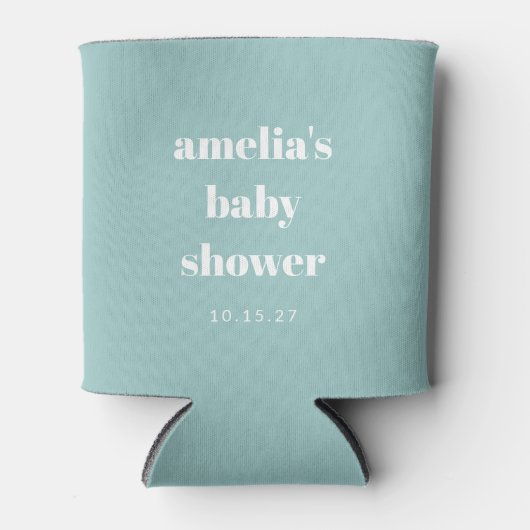 Aqua Blue Minimalistisch Schattige Baby shower op  Blikjeskoeler (Voorkant)