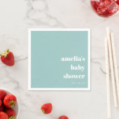 Aqua Blue Minimalistisch Schattige Baby shower op  Servet (Insitu)
