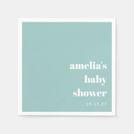 Aqua Blue Minimalistisch Schattige Baby shower op  Servet