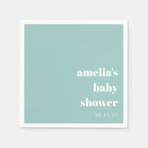Aqua Blue Minimalistisch Schattige Baby shower op  Servet