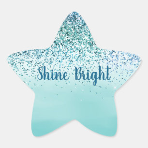Aqua Blue Mint Glitter Sparkle Ombre Ster Sticker