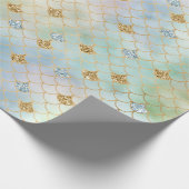Aqua Blue Mint Gold Glitter Mermaid Cadeaupapier (Hoek)