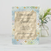 Aqua Blue Mint Gold Glitter Mermaid Kaart (Staand voorkant)