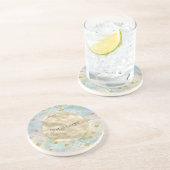 Aqua Blue Mint Gold Glitter Mermaid Zandsteen Onderzetter (Zijkant)