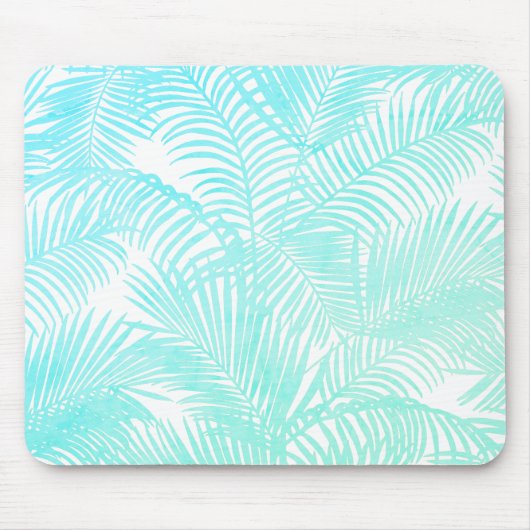 Aqua blue mint gradiënt tropische palmboom muismat (Voorkant)